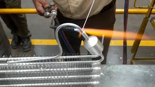 Aluminium condenser brazing with Mathures Alusol 4 rod [upl. by Shig]