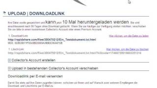 RapidShare Datei Uploaden Downloaden und Löschen [upl. by Akemahc406]