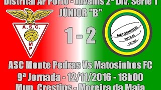 Distrital Juvenis 2ª Div S1  AF Porto  9ª Jorn quotASC Monte Pedras Vs Matosinhos FCquot 201617 [upl. by Ynatil]