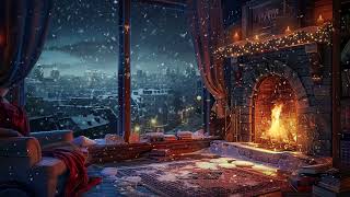 Enchanting Piano Tunes with Winters Snowfall and Fireplace Glow  A Serene Escape for Peaceful [upl. by Yank]