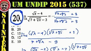 UM UNDIP 2015 kode537 matematika dasar pembahasan no 20 limit [upl. by Enawd]