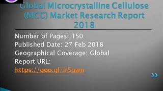 Microcrystalline Cellulose MCC Market Features Grow Pricing Resources and Revenue [upl. by Colville]