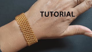 DIY beaded bracelet easy bead bracelet tutorial for beginners mesh beaded bracelet making [upl. by Brothers]