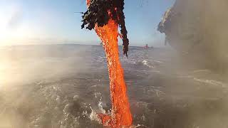 Amazing up close footage of Lava entering the ocean [upl. by Xena]