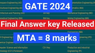 OFFICIAL ANSWER KEY RELEASED  Gate 2024  8MTA  Made easy rank predictor 2024  Check your rank [upl. by Nawak]