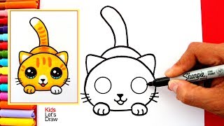 Aprende a dibujar un GATO KAWAII fácil  How to Draw a Cute Kitten Easy [upl. by Aibun547]