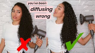 HOW TO DIFFUSE CURLS IN 10 MINUTES NO FRIZZ NO SHRINKAGE [upl. by Arama]