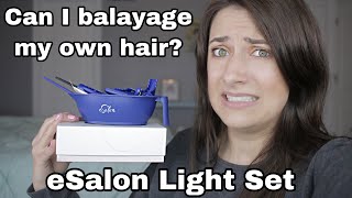 BALAYAGE HIGHLIGHTING MY OWN HAIR WITH ESALON LIGHT SET  Full process and results [upl. by Cuthbertson]