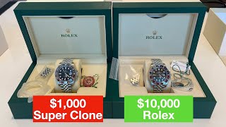 1000 Super Clone vs Rolex GMT Master 2 Pepsi  How to spot a fake Rolex Watch [upl. by Cinelli]