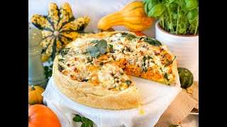 Pompoen quiche met spinazie  Recept  Bettys Kitchen [upl. by Meesak]