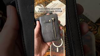 MAGNETIC LEATHER CARD CASE with Zipper 🙏🏻😌 magneticcase magneticcardholerwallet [upl. by Anrat527]