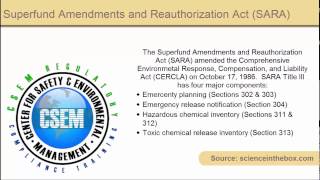 definition  Superfund Amendments And Reauthorization Act SARA [upl. by Nosnar893]