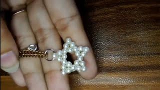 Beaded Star Pendant  pearl Necklace  How to make necklace at home  Handmadethings3 [upl. by Salis]