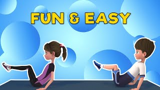 FUN amp EASY CORE EXERCISES FOR KIDS  Kids Exercise [upl. by Logan615]