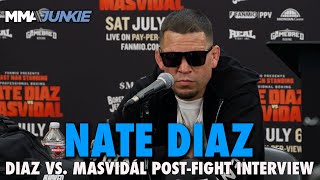 Nate Diaz Reacts to Win Over Jorge Masvidal Calls Jake Paul Rematch Pretty Realistic [upl. by Gare]