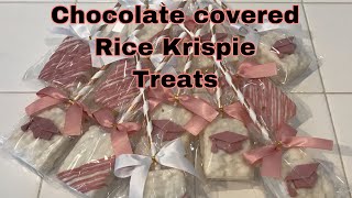 Chocolate dipped Rice Krispie treats  How to video  diy party treats [upl. by Nicholle]