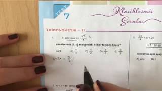 2019 345 AYT Matematik TrigonometriII Test7 Anlatımlı Çözümleri [upl. by Suoivatnod]