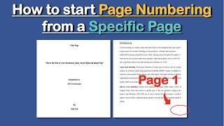 Page numbers starting from a specific page in Word 2021 [upl. by Dore]