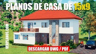 Casa de 15x9 🏡 de 2 Niveles con 4 Habitaciones DWG  PDF ¡Planos Gratis [upl. by Gabbert]