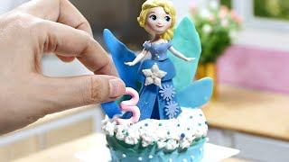 Miniature Frozen Elsa cake decorating Princess tiny cakes ideas [upl. by Naicad]