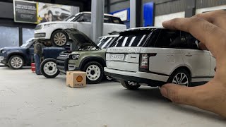 Servicing Land Rover amp Range Rover SUVs at Mini Land Rover Workshop  118 Diecast Scale Model Cars [upl. by Okikuy8]