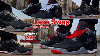 LACE SWAP  Jordan 4 Bred “Reimagined” [upl. by Carrissa]