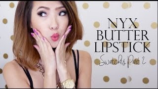 NYX Butter Lipstick Swatches  Part 2 Reds amp Plums [upl. by Peyter]