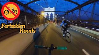 POV Cycling Forbidden Roads in NYC  Brakeless Fixed Gear [upl. by Imik214]