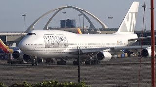 RARE WAMOS Air Boeing 747400 ECMDS takeoff from Los Angeles International LAXKLAX [upl. by Torruella91]