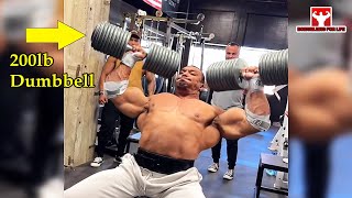 Strongest Bodybuilder playing with 200 pound dumbbells [upl. by Jsandye]