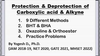 Protection and Deprotection of Carboxylic Acid and Alkynes  Reaction Mechanism and example to solve [upl. by Qulllon426]