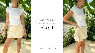 Skort sewing pattern  Tie wrap skirtskort  Intermediate friendly sewalong tutorial [upl. by Cud]