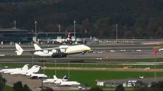 Zürich Airport Antonov 225 take off 2013 09 25 [upl. by Anyalram]