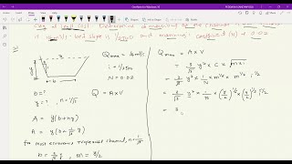 Problems on Most Economical Trapezoidal ChannelMannings FormulaOCF Lecture 10A [upl. by Nodroj]