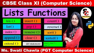 List Functions in Python  List Methods in Python  Python List Manipulation Class 11 [upl. by Aihset]