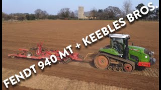 4Kᵁᴴᴰ March 2024 Fendt 940 MT crawler and Keeble Brothers progressive heavy cultivator near Butley [upl. by Anissej]