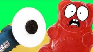 GIANT GUMMY JELLY BEAR VS ANGLE GRINDERvideo encontrado de valera en ingles [upl. by Lalitta]