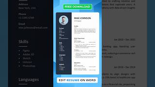 How to Edit Resume on Word  Best CV Format Download 2024 resumeformat [upl. by Notreb]