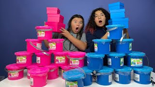 FIX THIS 100 POUND BUCKET OF STORE BOUGHT SLIME CHALLENGE PINK VS BLUE [upl. by Fisa]