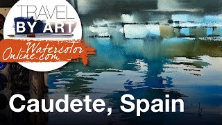 246 Travel by art Ep 102 Caudete Spain Watercolor Cityscape Demo [upl. by Ainnet]