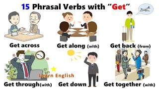 15 Phrasal Verbs with GET Get out Get back Get down Get up Get away Get together Get in [upl. by Eissert313]