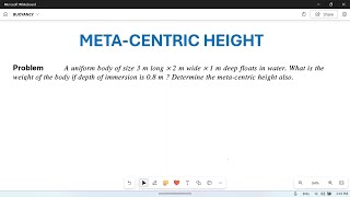 Meta centric height and stability03 numerical Problem 01 [upl. by Nageet274]