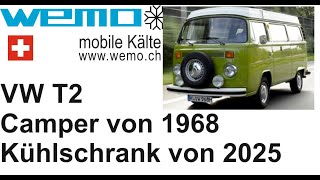 VW T2 Camper Wohnmobil Westfalia Absorberkühlschrank umgebaut auf Secop Nano Kompressor BDN50K R600a [upl. by Armillas]