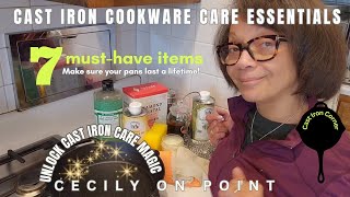 7 TOP ITEMS FOR CAST IRON cecilyonpoint COMPLETE CARE castiron castironcookware caretips tips [upl. by Llemmart]