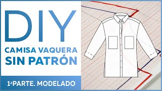 Confeccionamos una camisa vaquera ancha sin patrones Modelado de las piezas de la chaquetacamisa [upl. by Skcirdnek456]