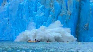 Glacier Calving Effect of GLOBAL WARMING and CLIMATE CHANGE  Glacier National Park  Antarctica [upl. by Nuahsyd]