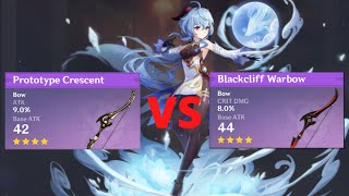 Best F2p Weapon for Ganyu Prototype Crescent VS Blackcliff Warbow [upl. by Aihsekyw442]