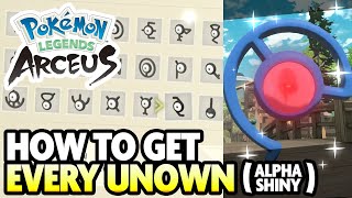 ALL UNOWN LOCATIONS and How to Get ALPHA and SHINY UNOWN in Pokemon Legends Arceus [upl. by Epuladaugairam]