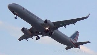 American Airlines A321 Sharklets N102NN Crosswind Takeoff Hamburg [upl. by Peisch449]