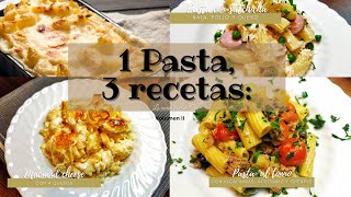 1 pasta 3 recetas volumen 2 Mac and Cheese Pasta al Tonno y Pasta con salchicha DELICIOSO [upl. by Arbed]